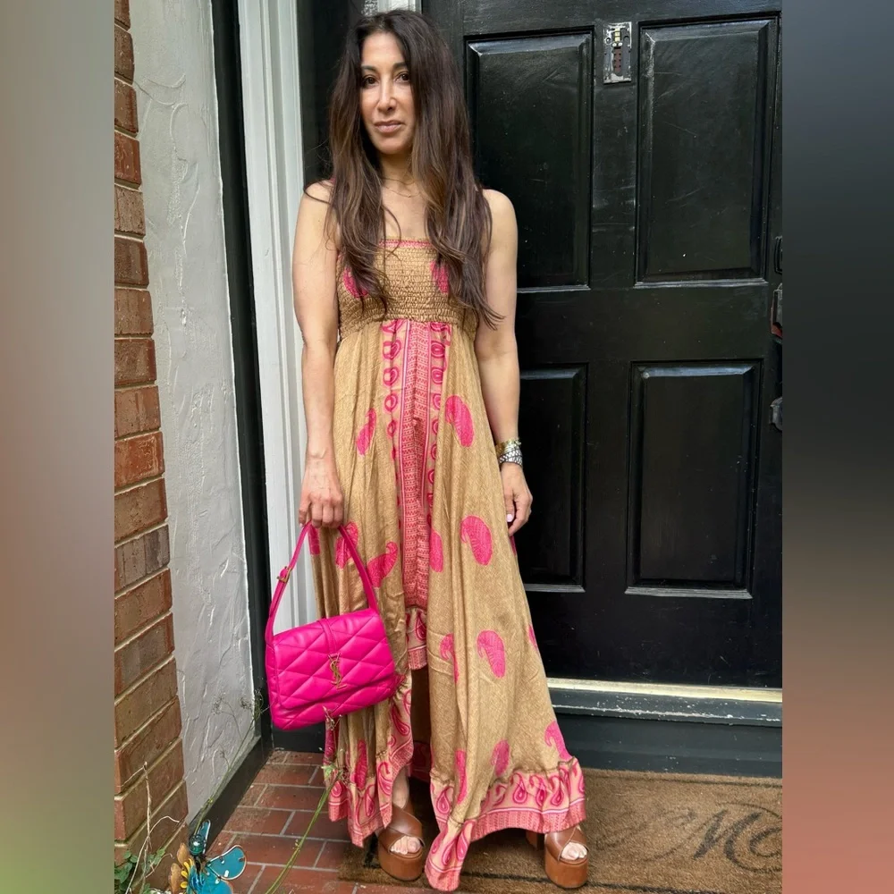 16 Beautiful Silk Blend One of a Kind Sleeveless Maxi Dress - Picture 2 of 5